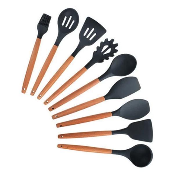 Rustic Kitchen Utensils with Wooden Handles Viskana
