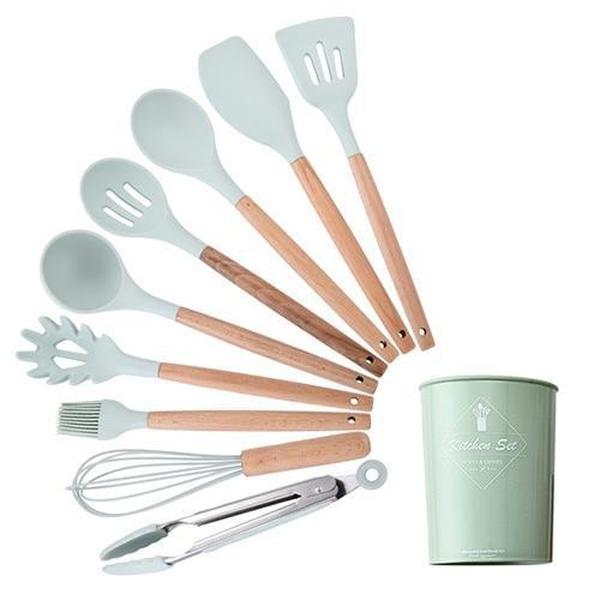 Rustic Kitchen Utensils with Wooden Handles Viskana