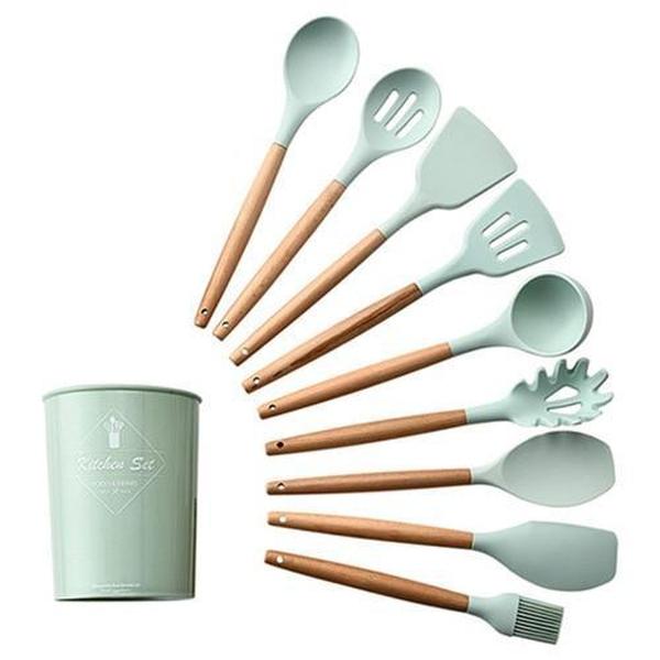 Rustic Kitchen Utensils with Wooden Handles Viskana