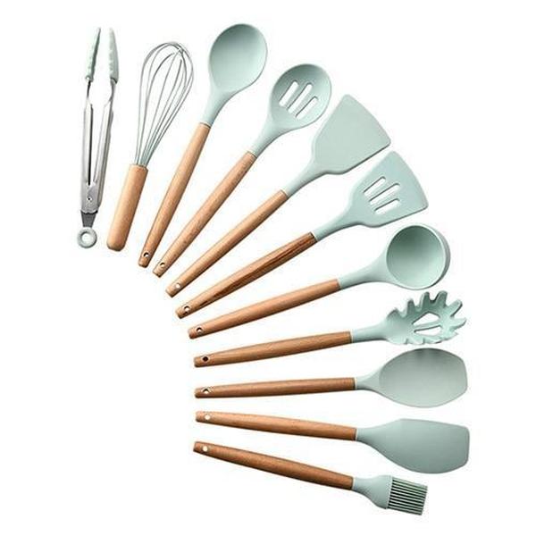 Rustic Kitchen Utensils with Wooden Handles Viskana
