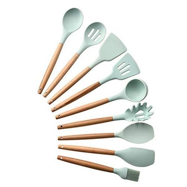 Rustic Kitchen Utensils with Wooden Handles Viskana