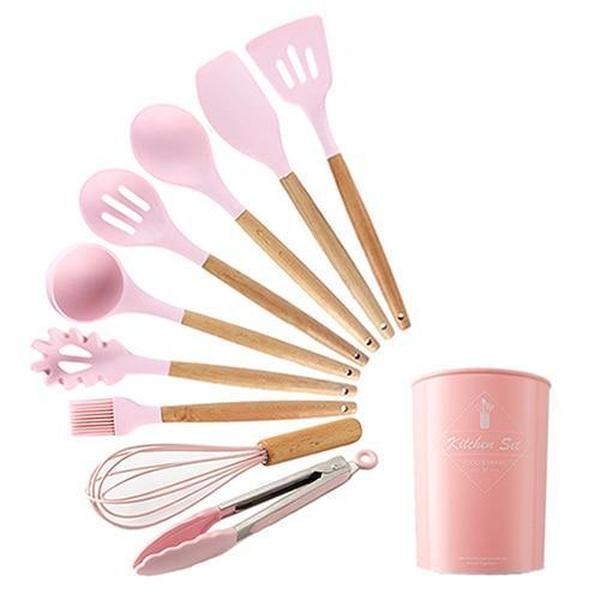 Rustic Kitchen Utensils with Wooden Handles Viskana