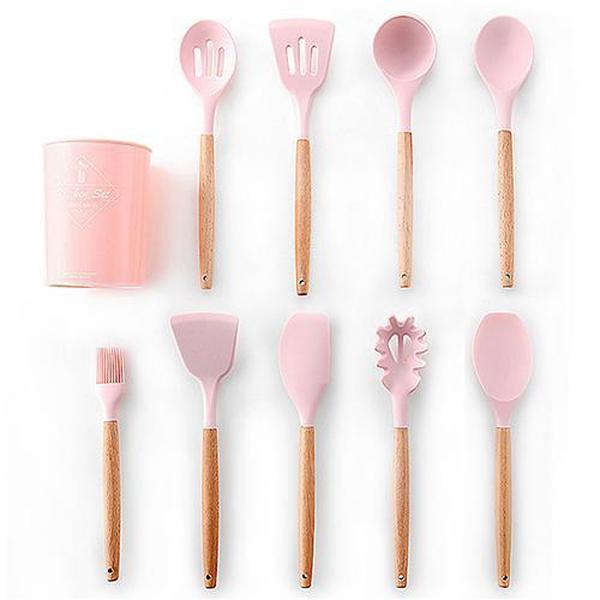 Rustic Kitchen Utensils with Wooden Handles Viskana