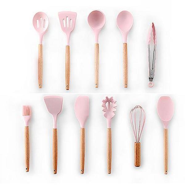 Rustic Kitchen Utensils with Wooden Handles Viskana