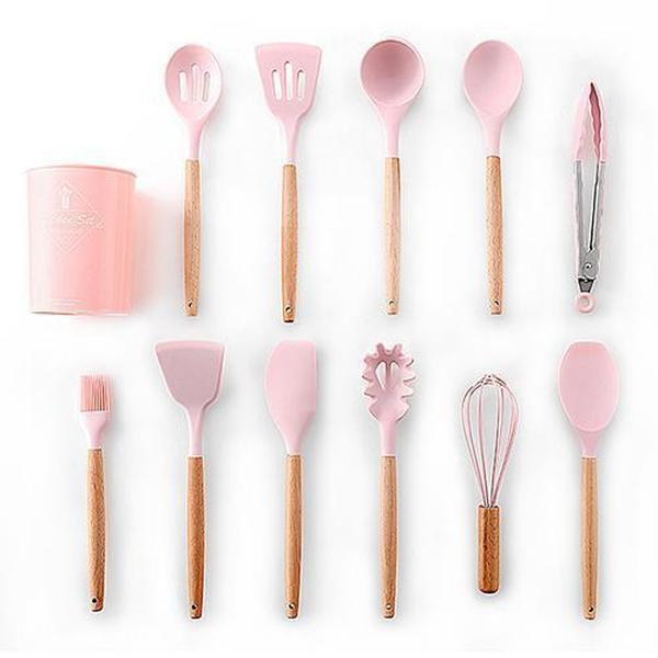Rustic Kitchen Utensils with Wooden Handles Viskana