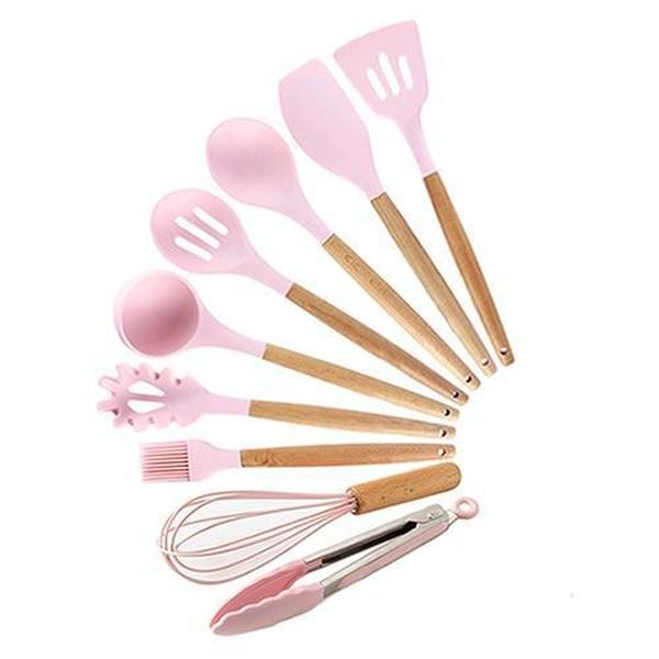 Rustic Kitchen Utensils with Wooden Handles Viskana