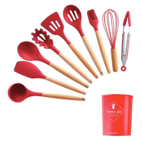 Rustic Kitchen Utensils with Wooden Handles Viskana