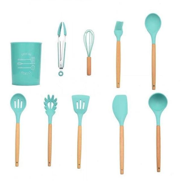 Rustic Kitchen Utensils with Wooden Handles Viskana