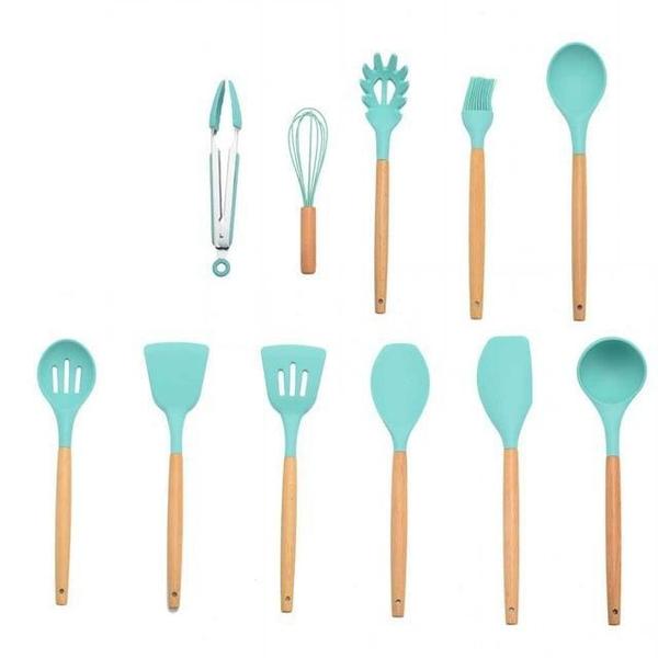 Rustic Kitchen Utensils with Wooden Handles Viskana
