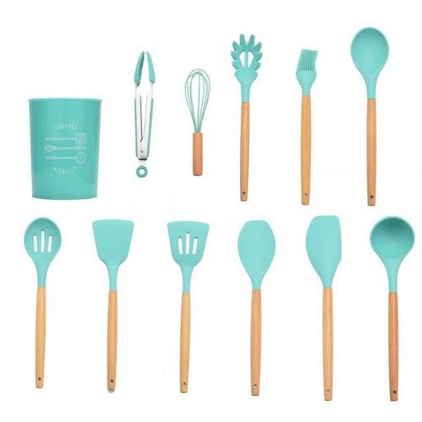 Rustic Kitchen Utensils with Wooden Handles Viskana