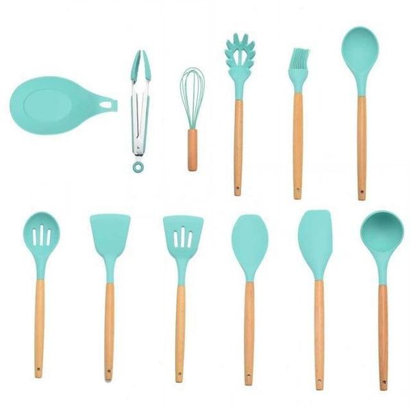 Rustic Kitchen Utensils with Wooden Handles Viskana