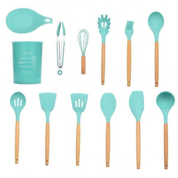 Rustic Kitchen Utensils with Wooden Handles Viskana