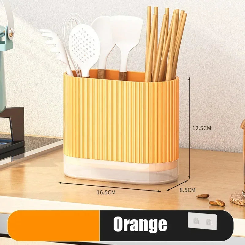 Viskana Cutlery Organizer Duo | Wall-Mountable Cutlery Holder | No Drilling | Draining Function | 16.5 × 8.5 × 12.5 cm