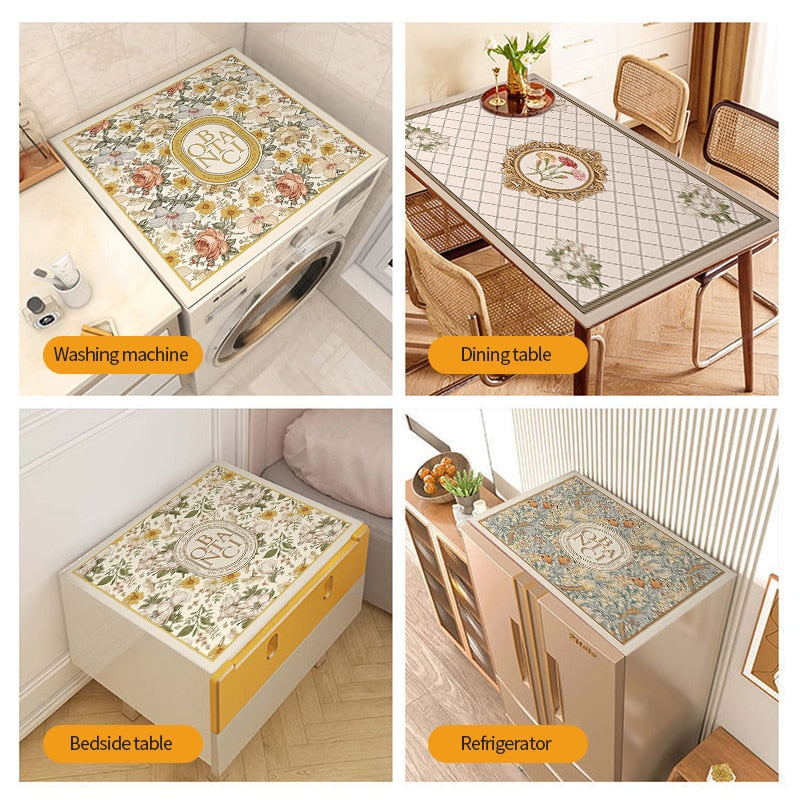Viskana Retro Floral Washing Machine Cover Drainer Mat