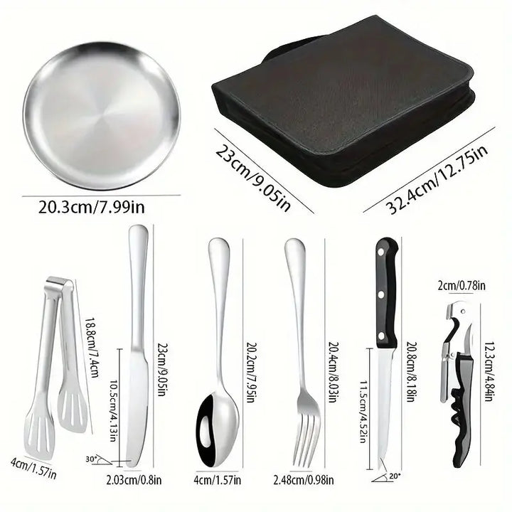 Viskana Camping Cutlery Set Silviora Gear | 10/20-piece | Stainless Steel | For Outdoor, Picnic & Travel