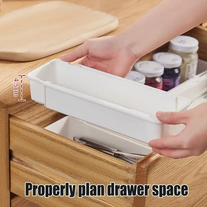 Viskana FlexiSort Cutlery Tray | Expandable Cutlery Organizer | Flexible & Space-Saving | White