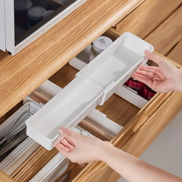 Viskana FlexiSort Cutlery Tray | Expandable Cutlery Organizer | Flexible & Space-Saving | White