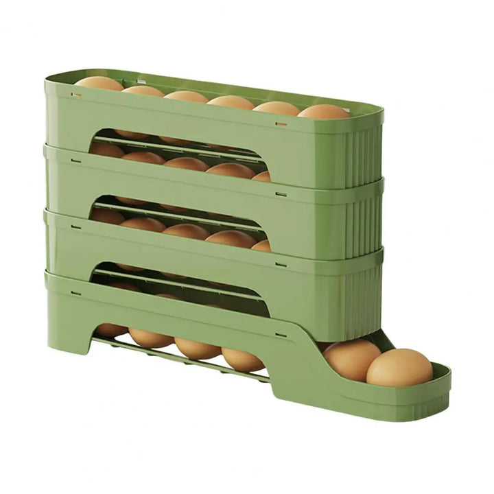 Viskana Egg Box RolloMaxx | 4-Tier Egg Organizer | Space-Saving & Self-Rolling | Transparent Design