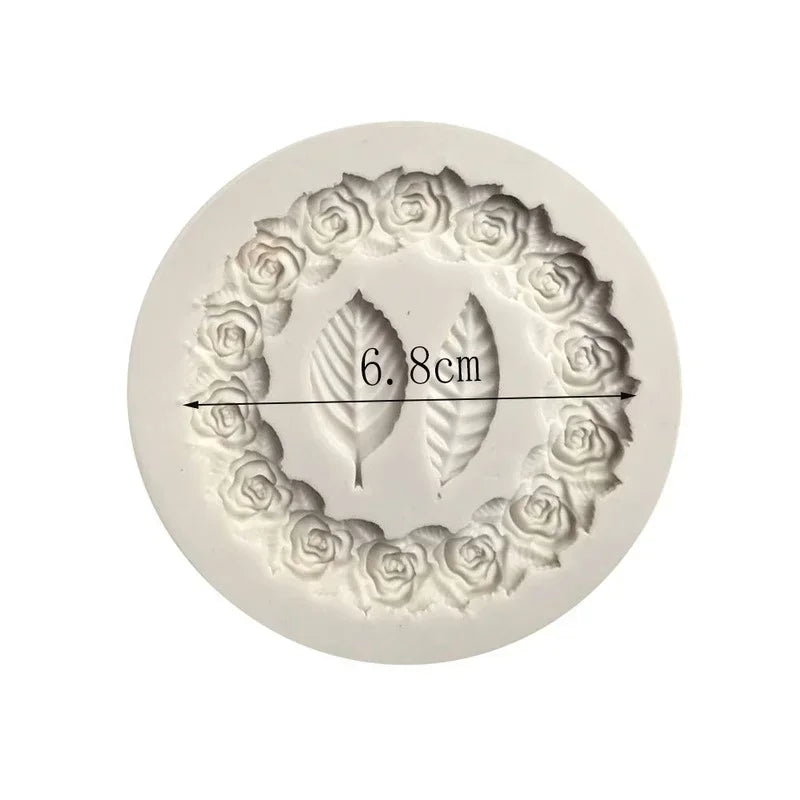 Viskana DekoMould Silicone Mold Rosette & Leaves | For Fondant, Chocolate & Sugar Paste | Finest Baking Decoration & Frame Designs