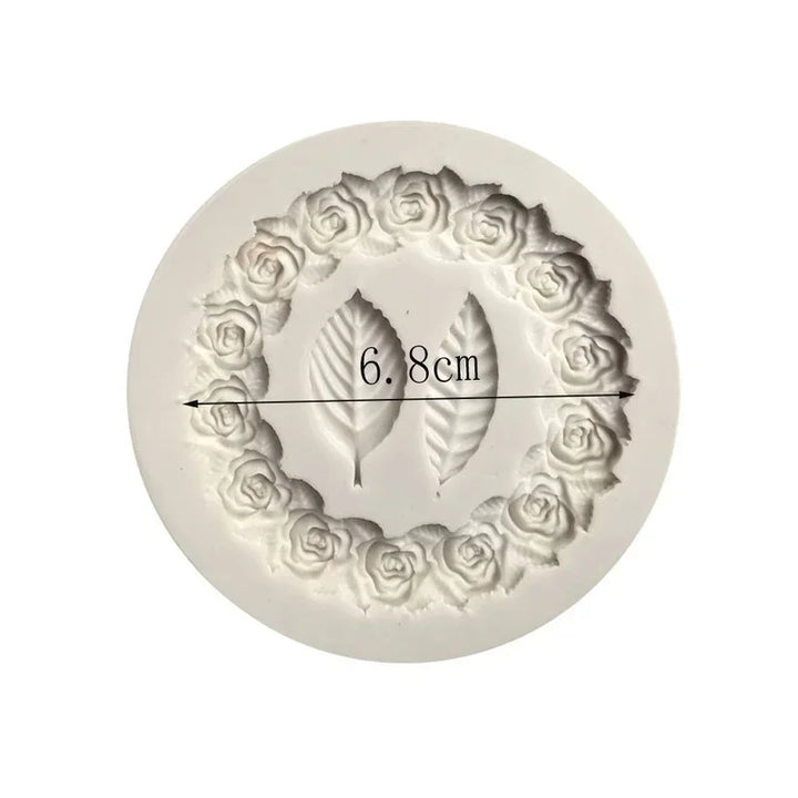 Viskana DekoMould Silicone Mold Rosette & Leaves | For Fondant, Chocolate & Sugar Paste | Finest Baking Decoration & Frame Designs