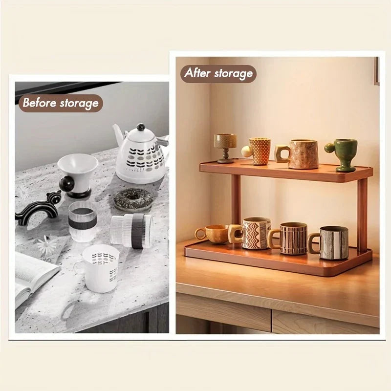 BambuCasa 2-tier wooden shelf Viskana