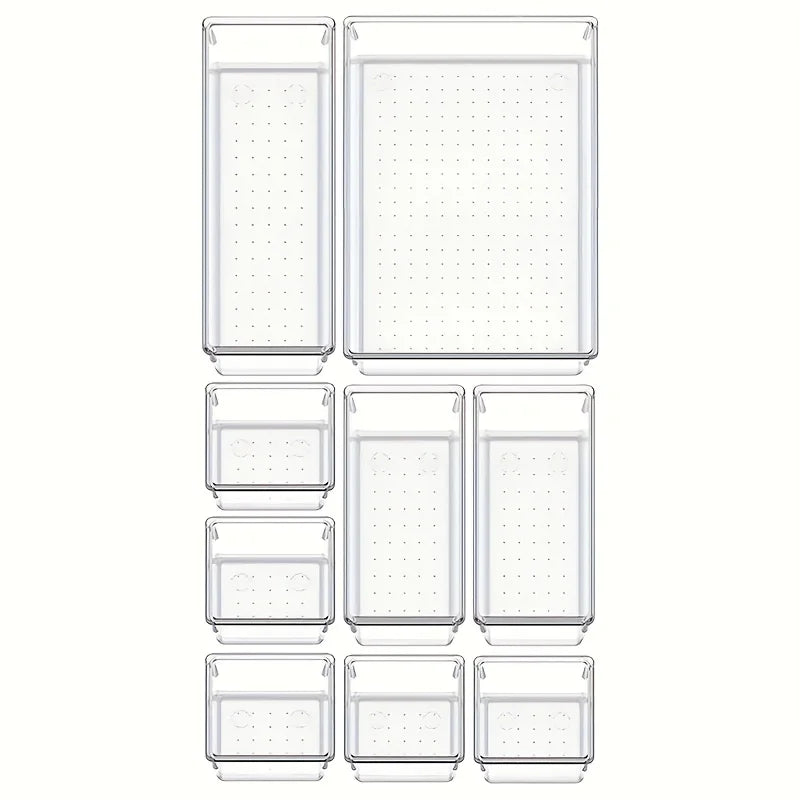 Viskana Clearyx Organizer Set | 18-piece Transparent | Modular & Stackable | For Bathroom, Kitchen & Office