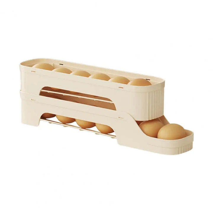 Viskana Egg Box RolloMaxx | 4-Tier Egg Organizer | Space-Saving & Self-Rolling | Transparent Design