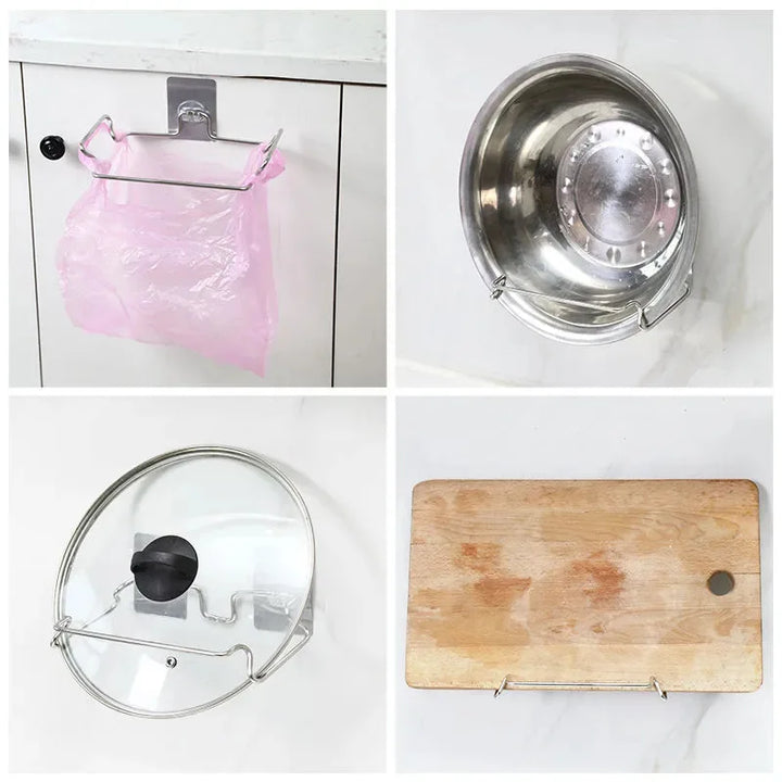 Viskana ClipBin Waste Holder | Stainless Steel Clip for Garbage Bags | No Drilling | For Kitchen & Bathroom