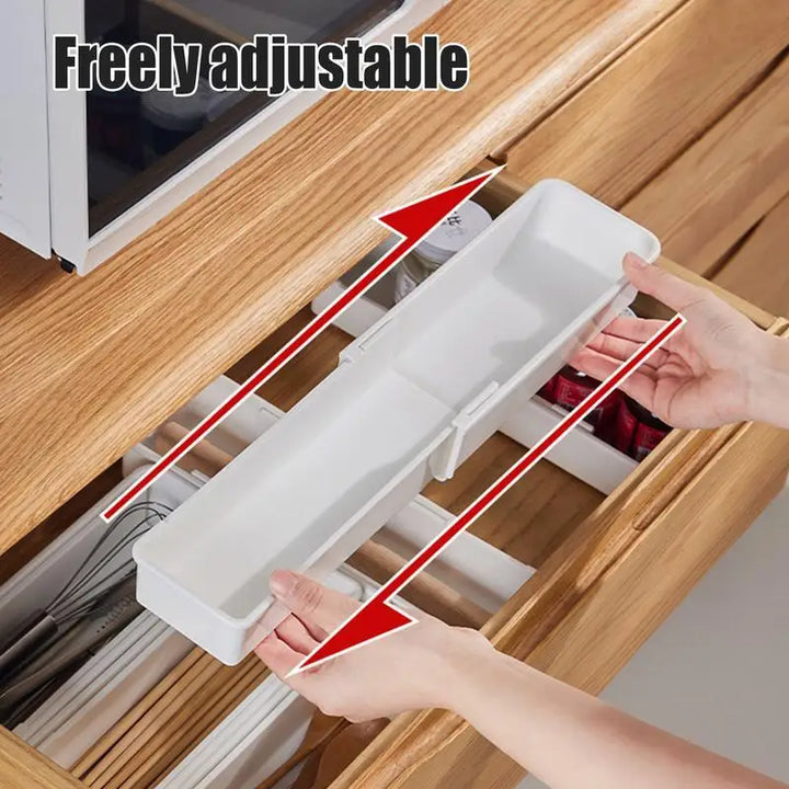 Viskana FlexiSort Cutlery Tray | Expandable Cutlery Organizer | Flexible & Space-Saving | White