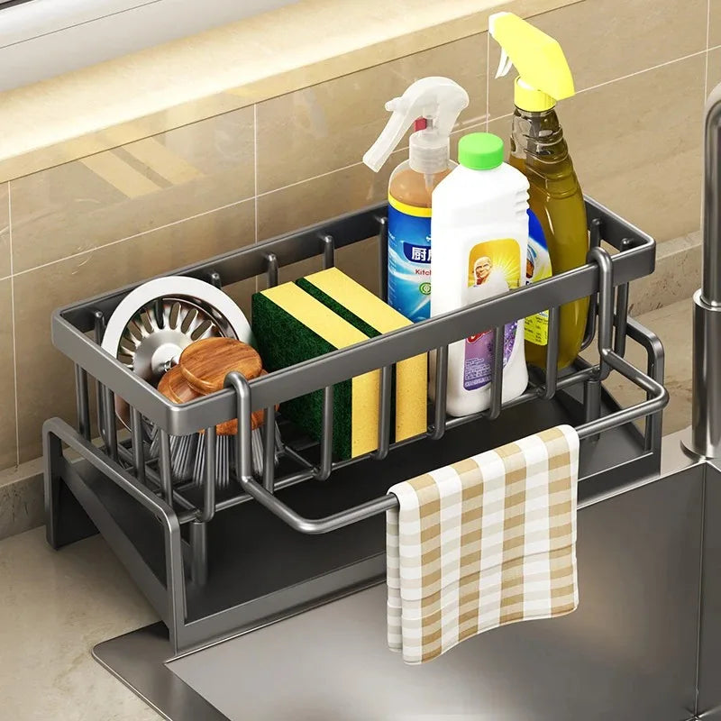 Viskana Kitchen Soft Sponge Holder Kitchen | Multifunctional Draining Rack | For Sink, Cloths & Dish Soap | Organizer Shelf