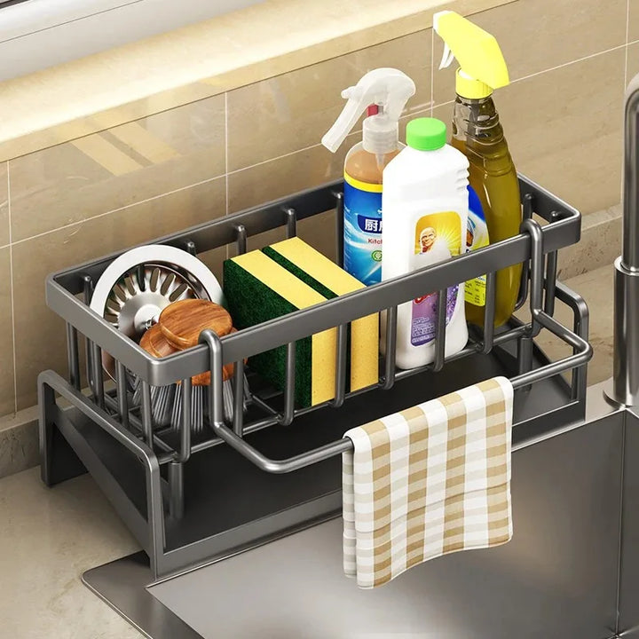 Viskana Kitchen Soft Sponge Holder Kitchen | Multifunctional Draining Rack | For Sink, Cloths & Dish Soap | Organizer Shelf