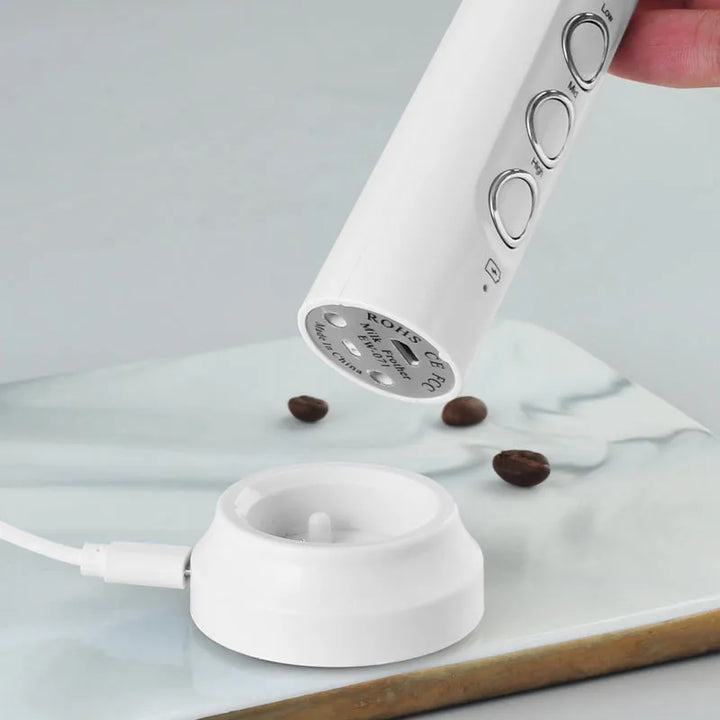 Viskana 3 In 1 Electric Milk Frother Rechargeable Milk Frother Handheld Frothing Device High Speeds Milk Frother Drink Mixer Coffee