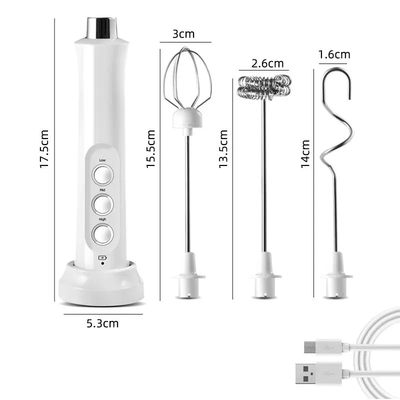 Viskana 3 In 1 Electric Milk Frother Rechargeable Milk Frother Handheld Frothing Device High Speeds Milk Frother Drink Mixer Coffee