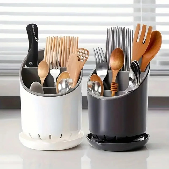 Viskana OrgaClean Cutlery Holder with Draining Function | Multi-layer Kitchen Organizer for Chopsticks, Spoons & Cutlery | Hygienic & Easy to Clean