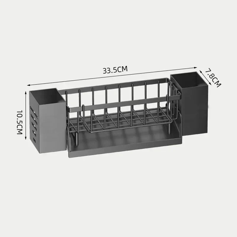 Viskana Ordinaqua Sink Organizer Shelf | Self-draining | Holder for Sponge, Soap & Cloth | Expandable & Hygienic | ABS Plastic