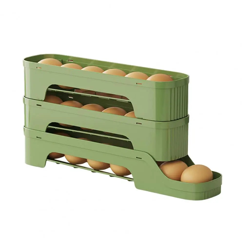 Viskana Egg Box RolloMaxx | 4-Tier Egg Organizer | Space-Saving & Self-Rolling | Transparent Design