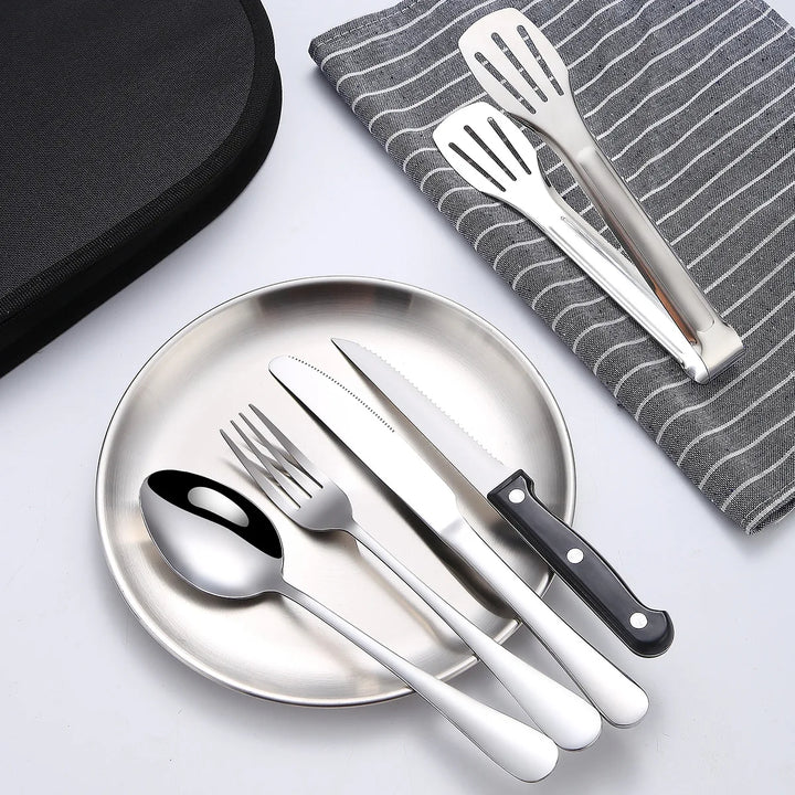 Viskana Camping Cutlery Set Silviora Gear | 10/20-piece | Stainless Steel | For Outdoor, Picnic & Travel
