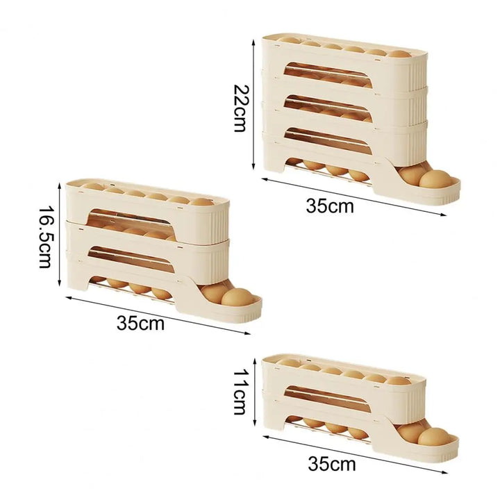 Viskana Egg Box RolloMaxx | 4-Tier Egg Organizer | Space-Saving & Self-Rolling | Transparent Design