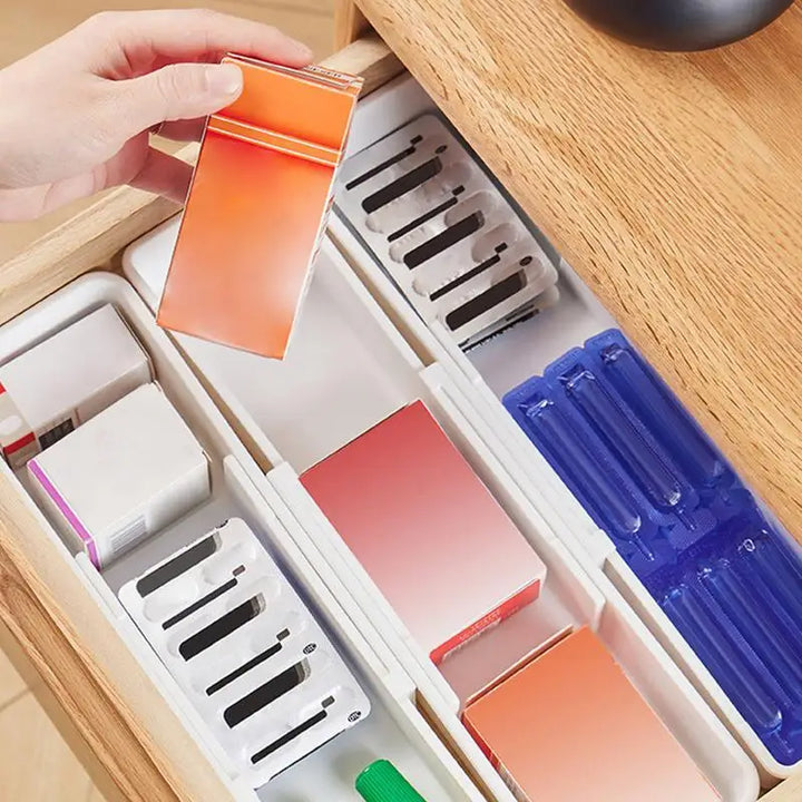 Viskana FlexiSort Cutlery Tray | Expandable Cutlery Organizer | Flexible & Space-Saving | White