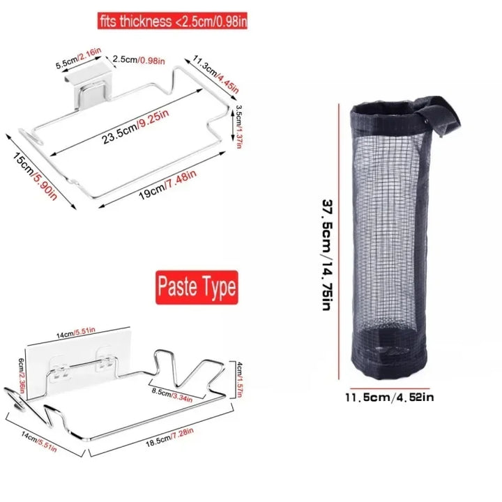 Viskana ClipBin Waste Holder | Stainless Steel Clip for Garbage Bags | No Drilling | For Kitchen & Bathroom
