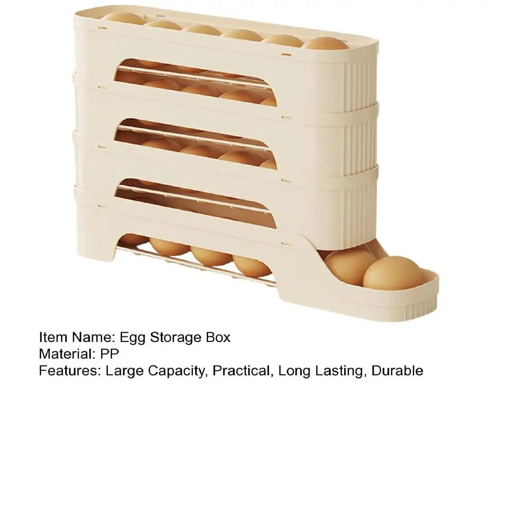 Viskana Egg Box RolloMaxx | 4-Tier Egg Organizer | Space-Saving & Self-Rolling | Transparent Design