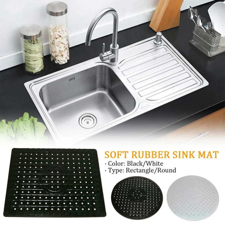Viskana Rubberin Non-slip Sink Mat Made of Rubber | Heat-resistant Draining Mat & Base | Soft Silicone Mat for Kitchen & Bathroom | Rectangular or Round