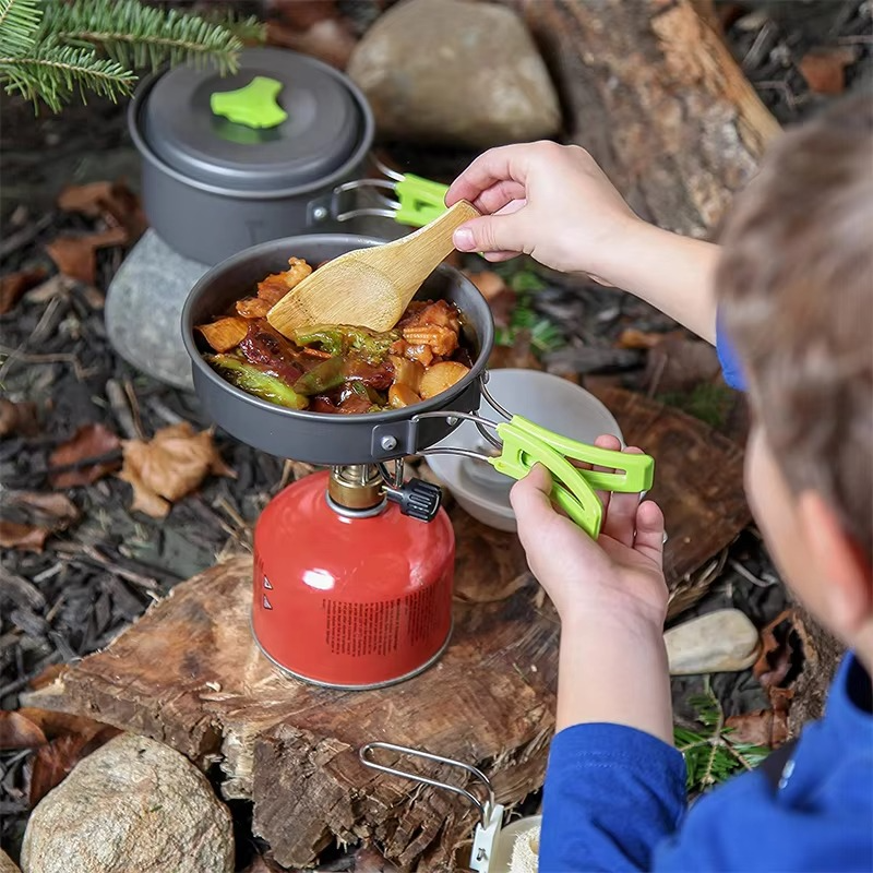 Viskana Portable Camping Cookware Set with Foldable Tableware and Storage Bag
