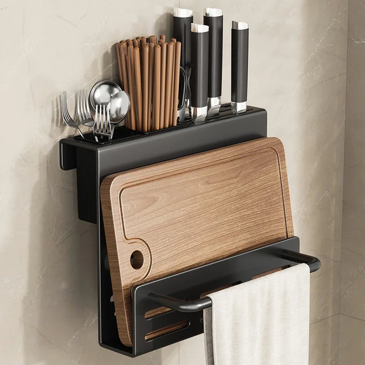 ChefSpace Wall-mounted Knife Holder with Cutting Board Storage – Stainless Steel Viskana