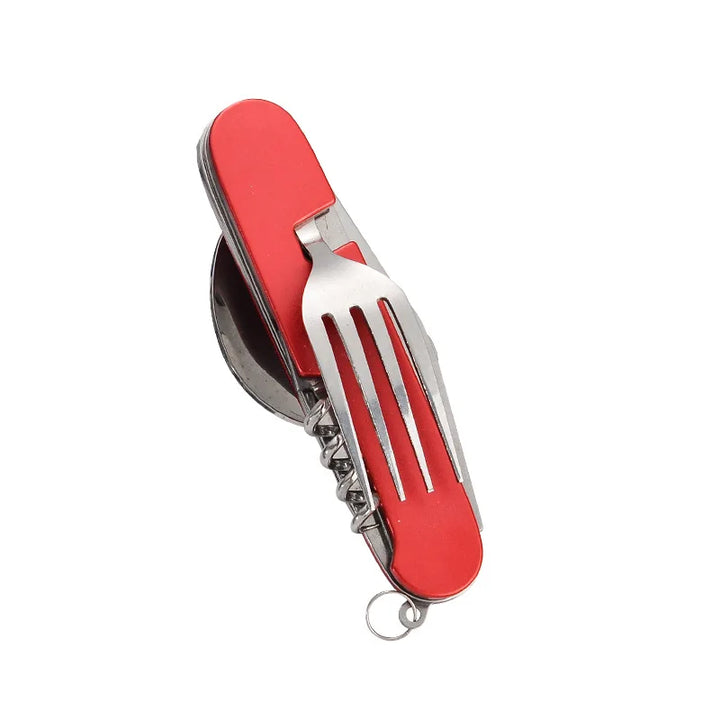 Viskana 4-in-1 Outdoor Cutlery Set Camplico | Foldable Spoon, Fork, Knife & Bottle Opener | Stainless Steel & Compact | For Camping & Travel