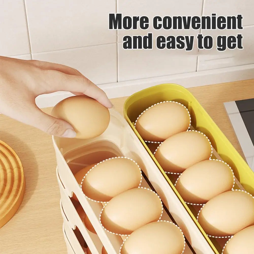 Viskana Egg Box RolloMaxx | 4-Tier Egg Organizer | Space-Saving & Self-Rolling | Transparent Design