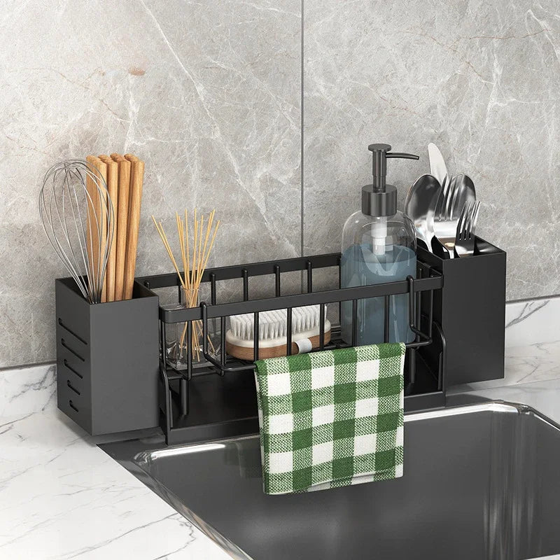 Viskana Ordinaqua Sink Organizer Shelf | Self-draining | Holder for Sponge, Soap & Cloth | Expandable & Hygienic | ABS Plastic