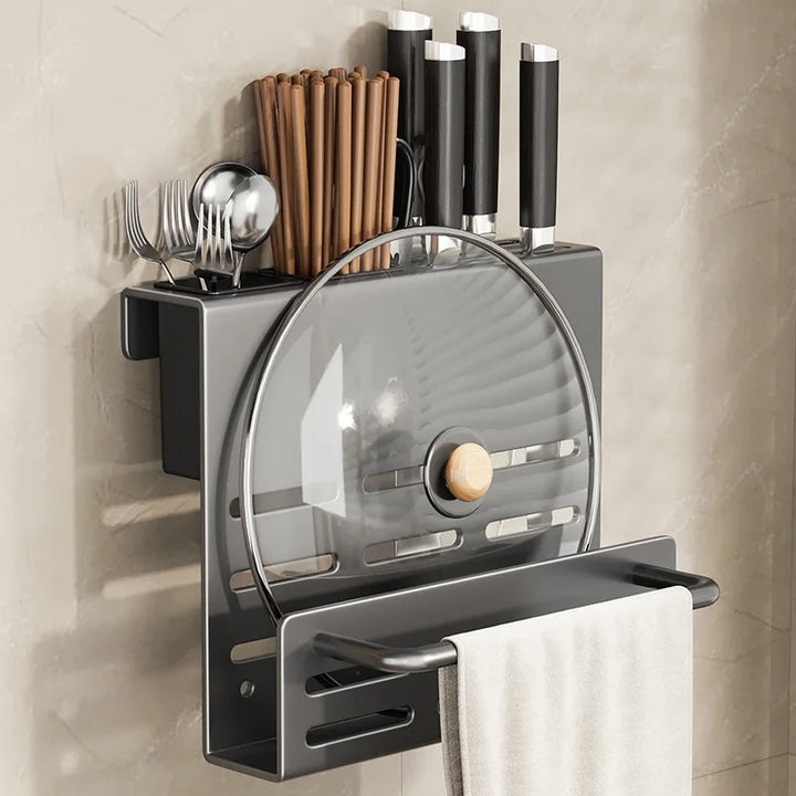 ChefSpace Wall-mounted Knife Holder with Cutting Board Storage – Stainless Steel Viskana