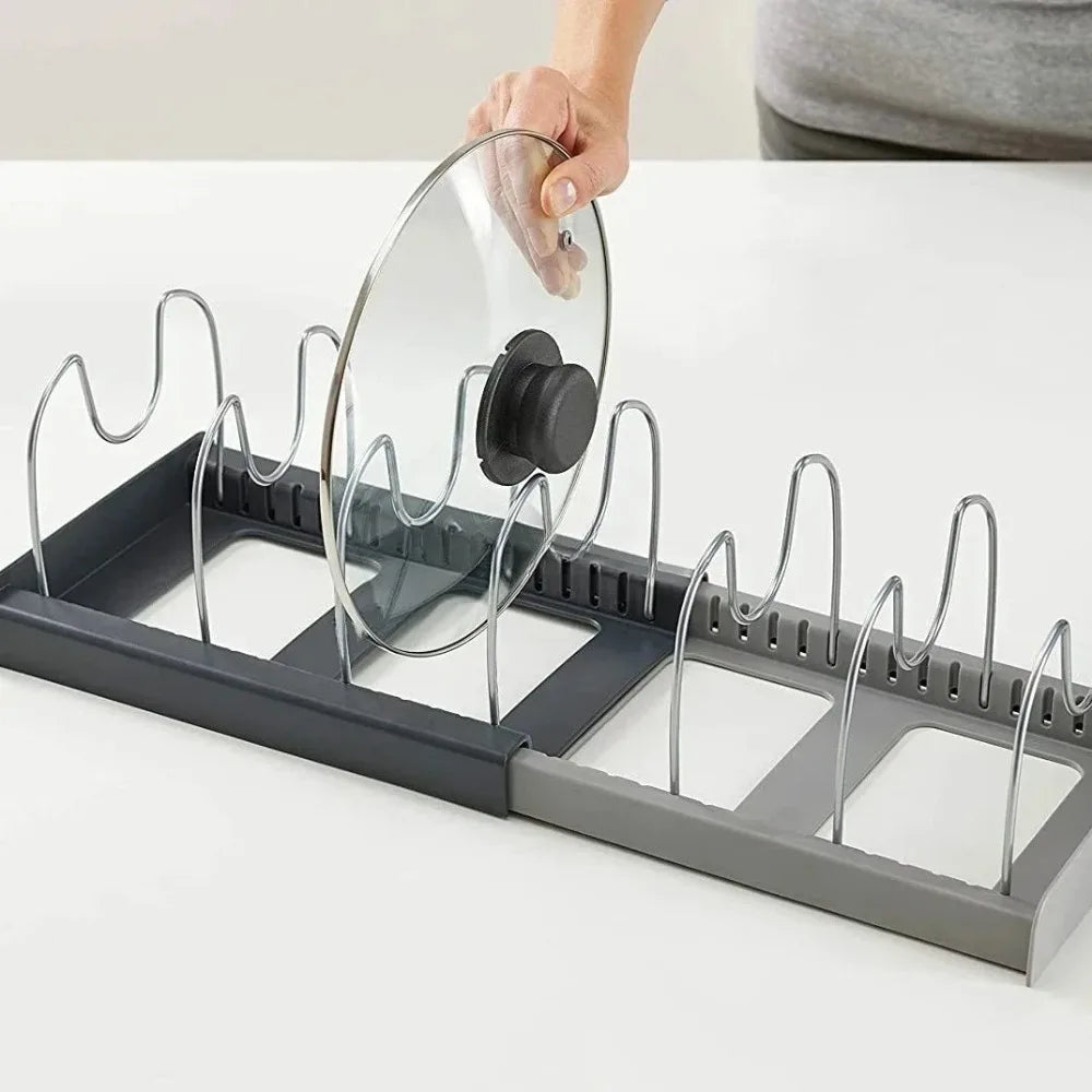 Retractable pot lid holder & pan organizer Viskana