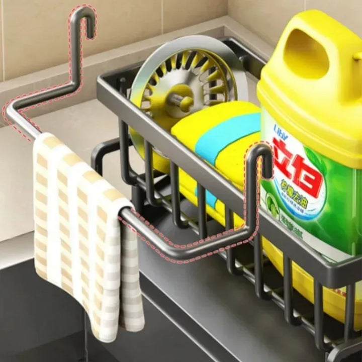 Viskana Kitchen Soft Sponge Holder Kitchen | Multifunctional Draining Rack | For Sink, Cloths & Dish Soap | Organizer Shelf